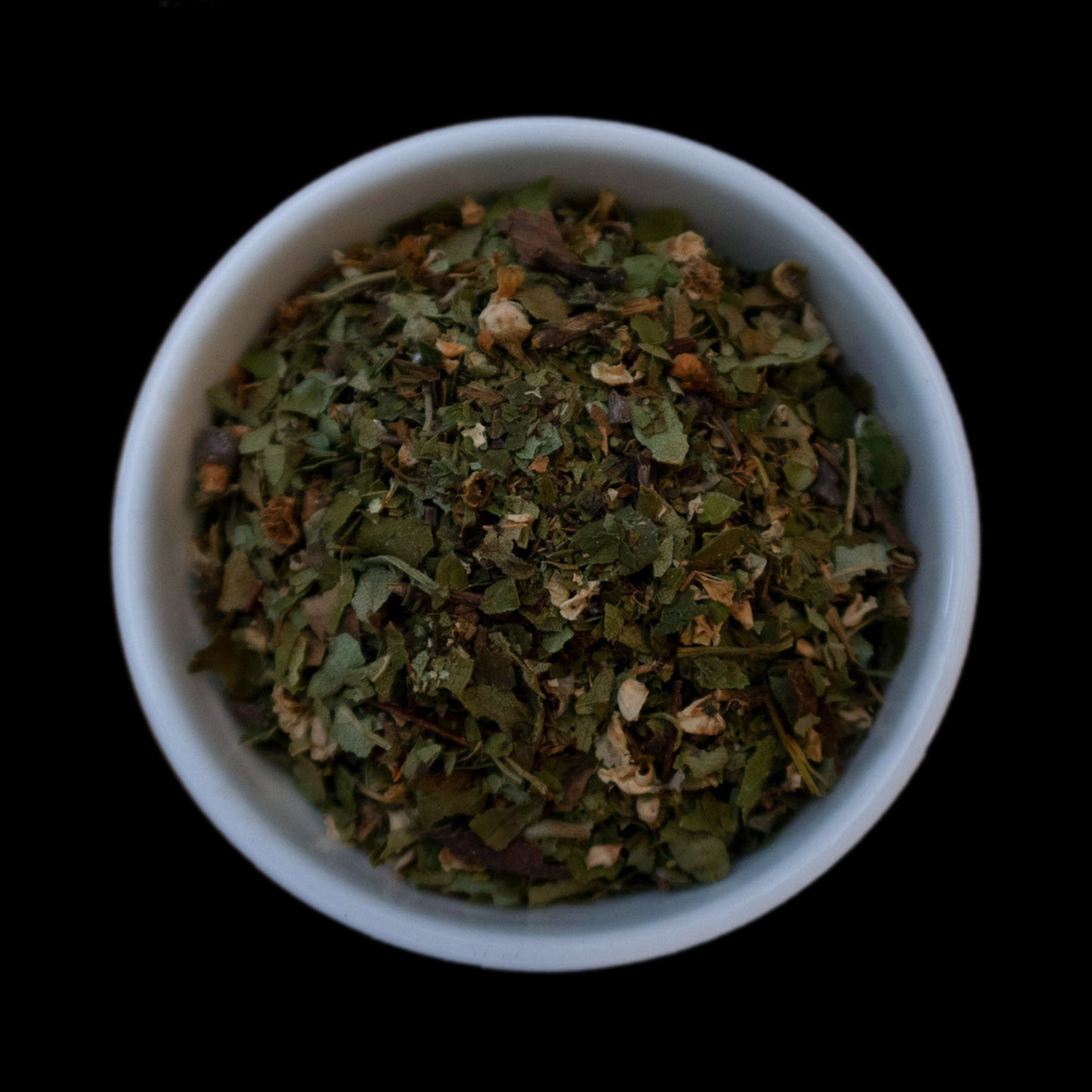 Chopped hawthorn leaves and flowers