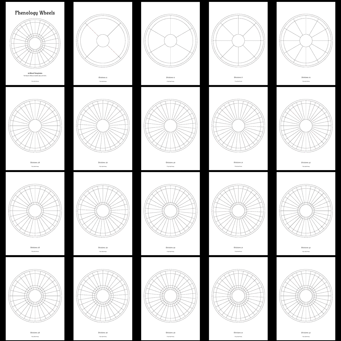 Phenology Wheels: Unlabelled