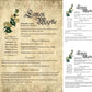 Collage of 3 versions of the Lemon Myrtle grimoire page: with a readable/serif vs script font + with/without background