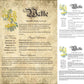 Collage of 3 versions of the Wattle grimoire page: with a readable/serif vs script font + with/without background
