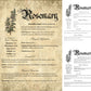 Collage of 3 versions of the Rosemary grimoire page: with a readable/serif vs script font + with/without background