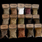 Large Beginner Herb kit: A collection of 15 bags of herbs - Victorian-apothecary-style brown labels at the top give the common and Latin names
