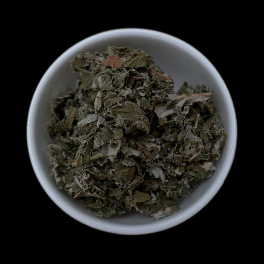 Chopped raspberry leaf